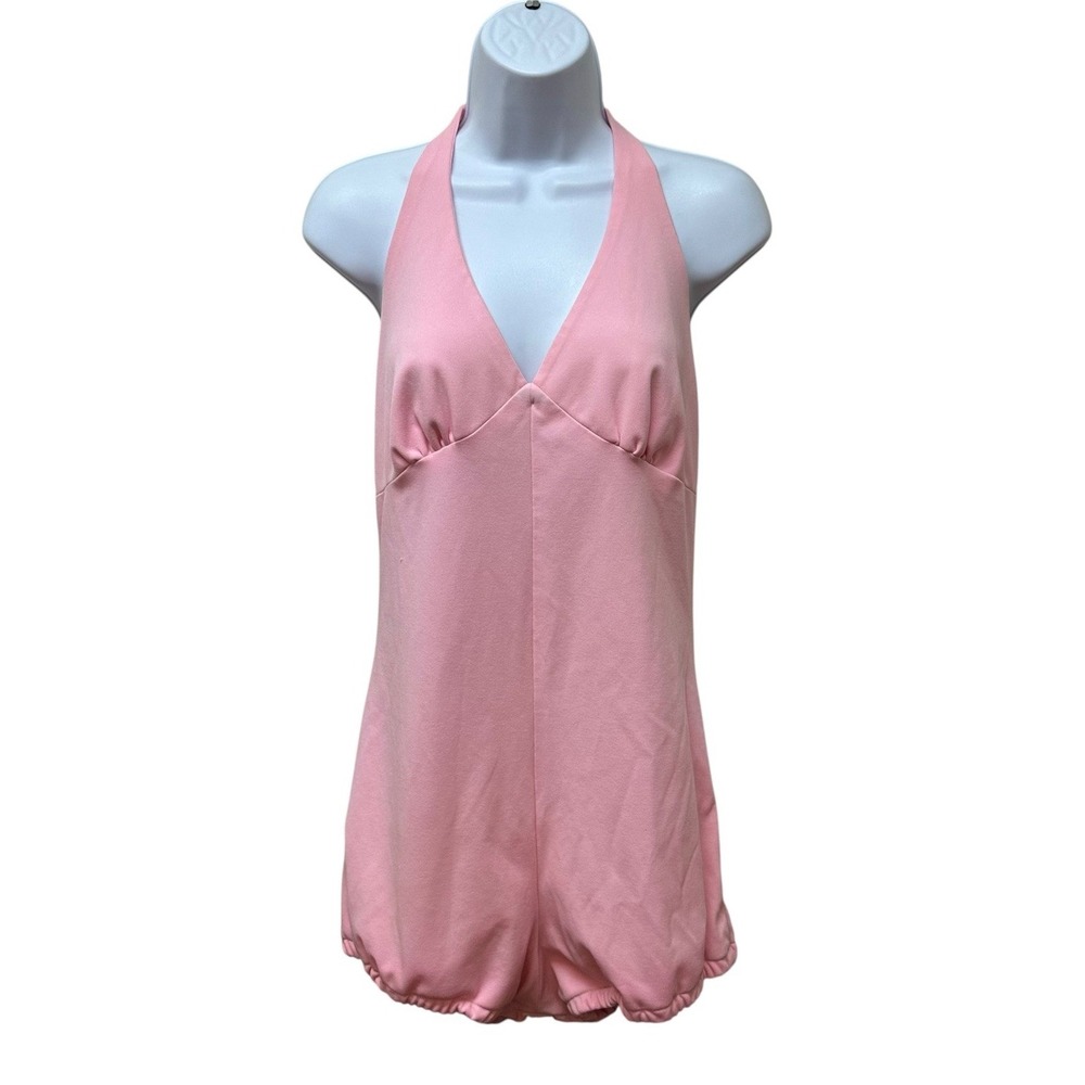 Vintage Retro Handmade Pink Pin Up One Piece Swimsuit Size XL